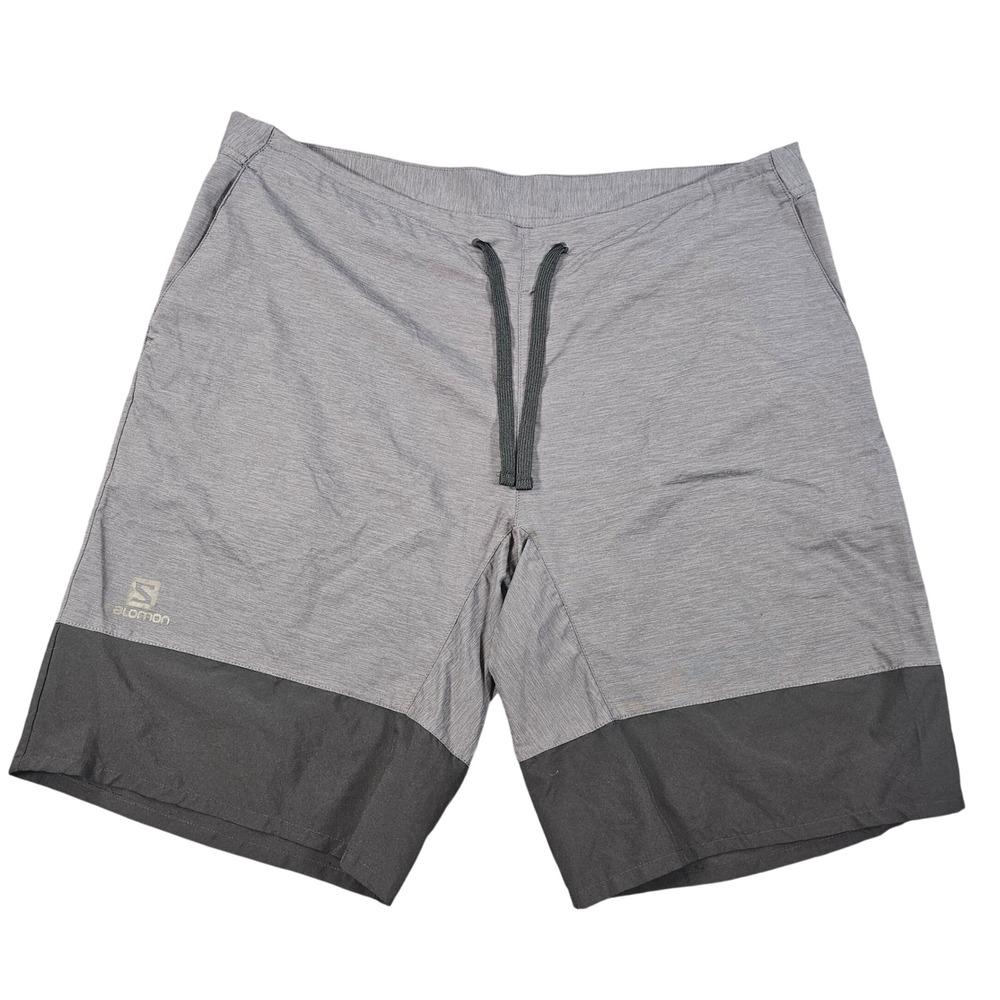 Salomon Mens Grey Black Colorblock Athletic Hiking Trail Shorts Size Large‎